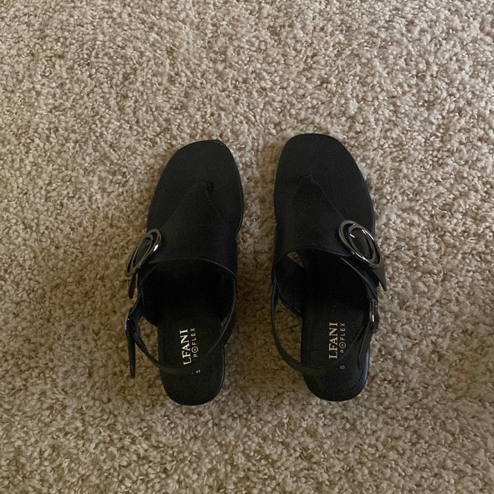Alfani sandals, black, 1 1/2” heel